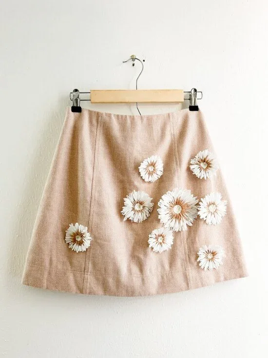 AJE Dorothy Flower Cotton and Linen Mini Skirt SZ 6 - Picture 5 of 12